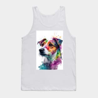 A Jack Russell Terrier Portrait with bright Rainbow Colors Tank Top